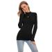 Womens Mock Turtleneck Active Base Layer Long Sleeve Layer Tops Black Small