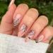 Halloween Press on Nails Short Almond Fake Nails Horror Nude Pink Glue on Nails with Spider Designs False Nails Glossy 3D Spider Web French Tip Full Cover Stick on Nails for Women Girls 24Pcs 3-3D Spiderweb