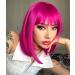 Annivia Hot Pink Short Bob Wig with Bangs - 12 inch Synthetic Straight Wig for Women - Halloween Cosplay Party Natural Hair-Like Wig (Hot Pink) - Buy Online on GoSupps.com