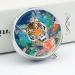 Round Tropical Tiger Print Pill Box - 3 Compartment Metal Organizer | Portable Decorative Medicine Case - Buy Online on GoSupps.com