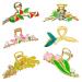 WODICO 6 Pcs Cute Flower Claw Clip for Hair - Made of Golden Metal Perfect for Thin or Thick Hair  Include Wheat  Tulip  Strawberry  Fish Tail  Panda  Butterfly & Flower Hair Clips for Women & Girls. 6pc-A
