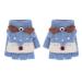 Toddler Kids Puppy Flip Top Short Knitted Half Finger Gloves for 3-8 Yrs Elk/Blue