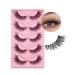 False Eyelashes 5Pairs 3D Fiber Long False Eyelashes Reusable 9Mm-17Mm Fake Eyelashes For Daily Wear