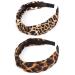 Belerry 2 Pack Leopard Hairbands Knot Headbands Turban Headband Wide Headbands for Women and Girls Supplies