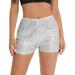 Duohropke women metallic hot pants sequins glitter shorts with high waist sexy short pants shorts for dance sport disco costume carnival carnival m white