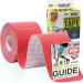 NO LABEL Red Pre Cut Kinesiology Tape - 5m Roll Pre-Cut Red Body Tape - Red Sports Tape - Red Medical Tape - Red Physio Tape - Red Muscle Tape For Muscle Recovery - Free PDF Ebook Taping Guide Red 1 x Roll