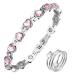 MagEnergy Magnetic Bracelets for Women Titanium Steel Magnetic Wristbands with Elegant Love Heart Shape Design Lovely Ring with Gift Box with an Adjustment Tool Heart Pink