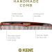 Kent Brushes Handmade Combs Range 3T Medium Size Coarse and Fine Comb for Women Amber 165mm - Buy Online on GoSupps.com
