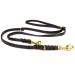 COPCOPET-fat leather line for dogs-3-way adjustable dog leash made of soft leather with carabiners & fittings made of brass-braided leash 100% handmade in Germany (2.40 m x 8mm | black) 2.40 m x 8 mm black