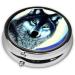 Wolf Under Moon Round Pill Box | Portable 3 Compartment Organizer for Travel | International Shipping Available - Buy Online on GoSupps.com