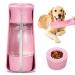 Rainpal portable travel dogs drinking bottle-drinking bottle dogs for on the go with feed container |Drink and feed for Pet Walking Travel Hiking |Compactly durable slightly leak -proof |Rosa Pink New Upgrade