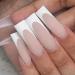 24PCS Long French False Nails Square - Matte Nude White Full Cover Press on Nails for Women Girls - Jelly Glue Included - Buy Online on GoSupps.com