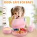 Baby Feeding Set - Silicone Bib, Suction Divided Bowl, Spoon & Fork - Toddler Utensils - Pink (6 Months) | Baby Led Weaning Supplies - Buy Online on GoSupps.com