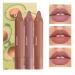 Fusang 3Pcs Nude Matte Lipstick Set Crayon Matte Lip Stain Long Lasting Nude Lipstick for Women Nourishing Lipgloss Set Moisture Smooth Matte Lip Stick Waterproof Velvet Lip Gloss Set(Set B)