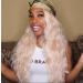 SAPPHIREWIGS 24 Long Rose Gold Blonde Curly Synthetic Lace Front Wig - Heat Resistant for Daily Makeup and Wedding Parties - Buy Online on GoSupps.com