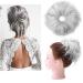 Xxl hair part extensions bun hair tie with hair smooth hair node updos hair extension for women 45g silver gray silver gray 1 count (pack of 1)