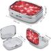 Valentine's Day Heart Print Pill Box - 2 Compartment Decorative Metal Organizer for Medicine - Portable Pocket & Purse Case - Buy Online on GoSupps.com