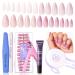 Gellen Nail Tips And Glue Gel Kit  Gel x Nail Kit 480Pcs Colored Almond Fake Nails  Portable LED Nail Lamp  Solid Nail Glue Gel Nail Extension Kit  Girly Nude Pink Gel Nail Tips  4 Colors 12 Sizes 15-Pinks Nudes