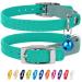 Collardirect leather cat neck safety collar for cats with an elastic belt kitten band with bell black blue red orange green pink 15-18 cm mint green