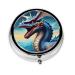 Roaring Dragonround Pill Box 3 Compartment Round Pill Box Organizer Portable Travel Pill Box for Traveling.