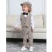 Mint Green Baby Boys Blazers Suit 5pcs Wedding Outfit | Khaki Plaid 2-3 Years - Buy Online on GoSupps.com