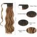 FESHFEN Long Wavy Ponytail Extensions 60cm Body Wavy Wrap Around Hair Brown & Blonde | Curly Clip in Synthetic Hairpiece for Women & Girls - Buy Online on GoSupps.com