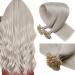 Laavoo real hair extensions keratin bonding blonde u tips extensions real hair bonding 1g/s #60 platinum blonde keratin bonding extensions real hair pre bonded 1g/s 50g 50cm 50 cm 1-35 u tip #60