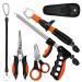 Linkstyle Fishing Tool Kit, Fishing Pliers Fish Lip Gripper, Saltwater Resistant Fishing Gear with Sheath Lanyard, Muti-Function Fishing Tackle Pliers Hook Remover Split Ring, Fishing Gift for Men Orange