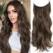 Secret Hair Extensions Invisible Wire Hair Extensions One Piece Wavy Hair Extension Synthetic Hair Pieces for Women 20 Inch Dark Ash Brown Hair Extensions (Dark Ash Brown)