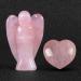 Artistone Rose Quartz Crystal Angel Figurine and Heart Healing Set Hand Carved Pink Pray Angel Heart Stone Chakra Reiki Balancing Set for Collection Mental Healing(Gift Box) Rose Quartz(2pcs)
