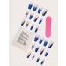 24pcs Blue Butterfly Press on Nails Blue Glitter Fake Nail Blue Butterfly Coffin Nails Press on Nails Coffin Shape Nails For Women's - Buy Online on GoSupps.com