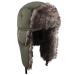 Unisex Faux Fur Winter Trapper Hunting Hat, Windproof Ski Trooper Ushanka Hunting Hat Cap Warm Bomber Hat with Fur Ear Flaps Army-green One Size