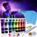 Lictin 43pcs Ultraviolet Glow Face Body Paint Set 8pcs UV Body Paint with 6pcs Face Paint 2pcs Glitter 3pcs Crayon Club Makeup Art Paint Kit for Adults Kids Party Carnival 43 Count(Pack of 1)