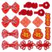 AHANDMAKER 8 Pairs Chinese Style Hair Clips Chinese New Year Hair Accessories Christmas Hair Clips Cartoon Pattern Bow Hair Clip for Christmas Spring Festival Decor Chinese Style Hair Clips#5
