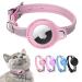 Mouyou Airtag cat neck band leather Airtag collar cat with safety lock collar with holder airtag case for tracking big cat and small dog adjustable from 28-37cm pink