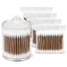 Simetufy 600ct Cotton Swabs with Holder(15oz), Strong Carbonized Bamboo Sticks Cotton Swabs for Ears, Double Round Cotton Buds for Daily Cleaning, Plastic Apothecary Jar for Bathroom Makeup Organizer