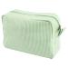 Seersucker Cosmetic Bag, Large Makeup Pouch Travel Toiletry Case with Zipper Closure Seersucker Cosmetic Organizer for Women Girls, Mint Green