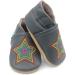 Dotty Fish Soft Leather Baby Shoes | Non-Slip Suede Soles | Toddler Boys 2-3 Years | Grey Rainbow Star Design - Buy Online on GoSupps.com