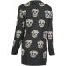 Women's Long Sleeve Open Front Cardigan with Skull Owl Design in Charcoal | Size M-L - Buy Online on GoSupps.com