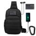 Valinov Tactical Shoulder Bag Molle Shoulder Backpacks Military Sling Daypack Backpack with USB Charging port Black