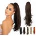 Isaic Hair Extensions Ponytail Claw Clip in Ponytail Hair Extension 22 Inch Pony Tail Hair Extension For Women Natural Wavy Sythetic Hairpieces for Daily Use(Dark Brown)