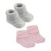 Royal Icon 2 x Pairs Baby Booties 0-3 Months - Adorable Warm and Safe Baby Slippers-Baby Boots Soft Stylish-Newborn Baby Boys Girls Bootees - Ideal for Indoor and Outdoor Use Ri352 0 Months Grey Pink Ri403