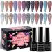 MIZHSE Reflective Glitter Gel Nail Polish Kit 12 Pcs, Colorful Sparkly Diamond Soak Off UV LED Gel Polish Home Manicure Nail Art Salon 7 ml