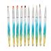 10pcs nail polish pens gradient blue nail art pen brush set nail phototherapy pencil carving liner flower drawing pen for manicure