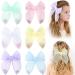 6 PCS Tulle Hair Bows for Girls  CN Toddler Bows with Glitter Star Alligator  Colorful Hair Barrettes Wedding Hair Accessories for Baby Girls Infants Toddler Teens Women Birthday Party