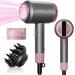 Wavytalk Hair Dryer with Diffuser  Ceramic Ionic Blow Dryer for Fast Drying and Damage Free Hair  Lightweight and Compact Hair Dryer Rose. Pink