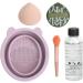 Makeup Brush Cleaner Kit 5 Pieces Textured Multifunctional Residue Removal Purple Makeup Brush Scrubber with Cosmetic Brush for Daily Use - Buy Online on GoSupps.com