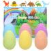 Bath Bombs for Kids with Surprise Inside 6 Pcs Dino Egg Handmade Natural Fizzy Bath Bombs Dinosaur Toys for Girls Boys Christmas Birthday Easter Gift Set (6 * 130g) Dinosaur Toys Inside-6pcs