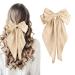 Khaki Hair Bow Khaki Bow Hair Clip for Women Solid Color Bow Hair Clips with Long Ribbon French Khaki Bow Hair Clip Soft Satin Silky Hair Bows Cute Gifts for Women Girls
