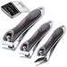 3 pieces of nail clippers nail clip set made of stainless steel for fingernail and toenail nail clipper nail clippers with collecting containers for men and women dark gray